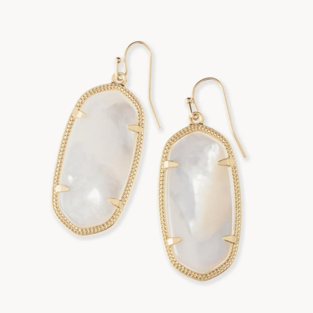 Kendra Scott Elle Gold Drop Earrings in Ivory Mother-of-Pearl